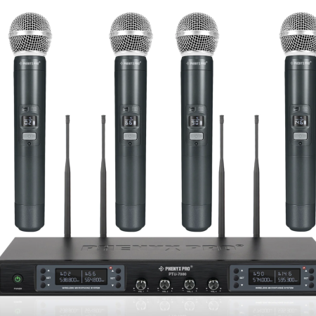 Sistema Phenyx Pro PTU7000 – 4 micrófonos inalámbricos UHF